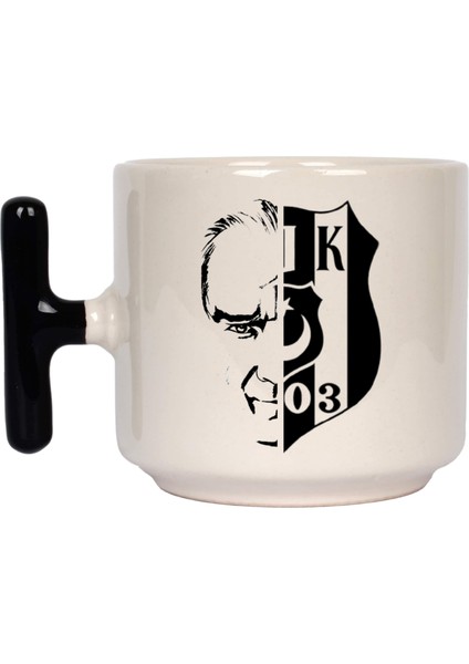 ,Tasarım Atatürk Ve Bjk Kupa Bardak ,Siyah T Kulp Mug, Özel Seramik Bardak , Kişiselleştirilmiş Hediye