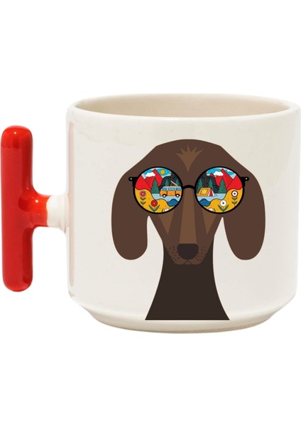 ,Tasarım Havalı Köpek Kupa Bardak ,Kırmızı T Kulp Mug, Özel Seramik Bardak , Kişiselleştirilmiş Hediye