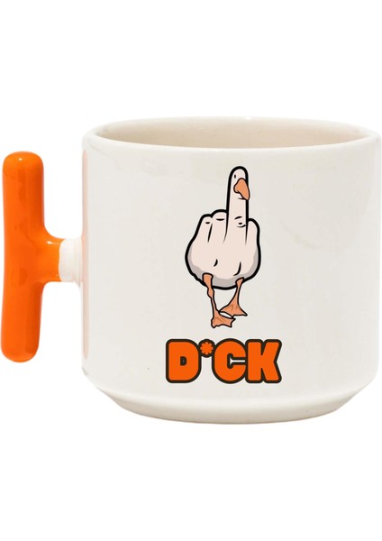 ,Tasarım Argo Ördek Kupa Bardak ,Turuncu T Kulp Mug, Özel Seramik Bardak , Kişiselleştirilmiş Hediye