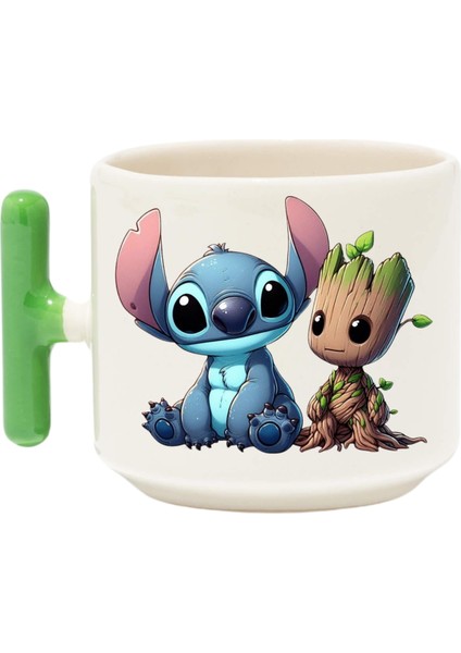 ,Tasarımbest Friends Kupa Bardak ,Yeşil T Kulp Mug, Özel Seramik Bardak , Kişiselleştirilmiş Hediye
