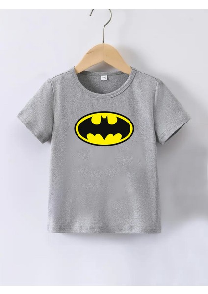 kaliteli Penye Kız Erkek Çocuk Baskılı Beyaz Gri Siyah Tshirt 5 6 7 8 9 10 11 12 13 14 Yaş Batman