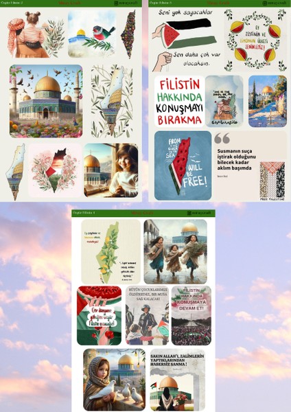 6'lı Filistin Temalı 12*17 cm Sticker Seti