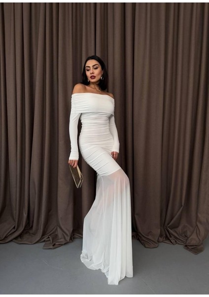 Tül Detaylı Straplez Elbise fiyatları