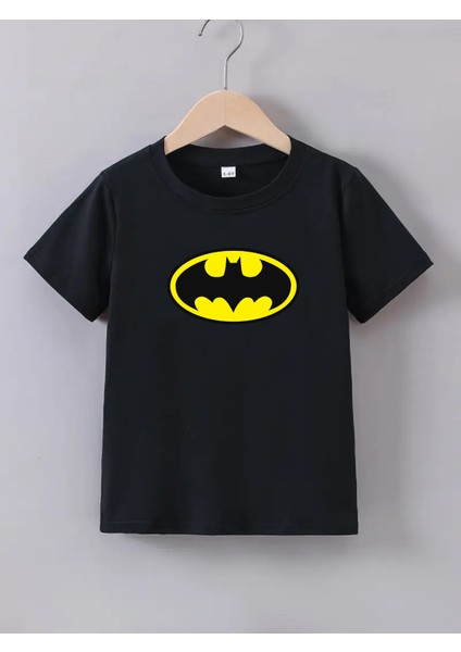 kaliteli Penye Kız Erkek Çocuk Baskılı Beyaz Gri Siyah Tshirt 5 6 7 8 9 10 11 12 13 14 Yaş Batman