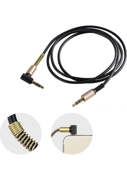 Buffer® 3.5mm Aux Kablosu Jak Erkek Erkek L Tipi 1 Metre Ses Aktarım Kablosu