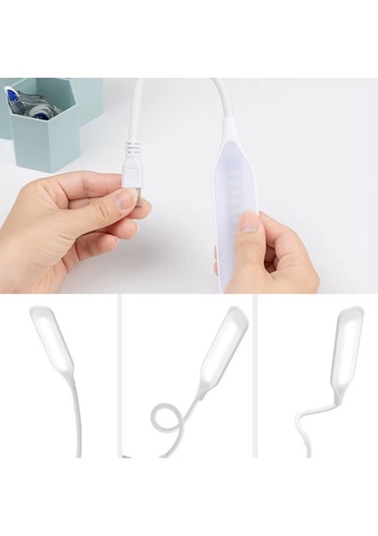 USB Girişli 14 Ledli 3 Kademeli Dokunmatik Masa/kitap Okuma Lambası Ledi Beyaz