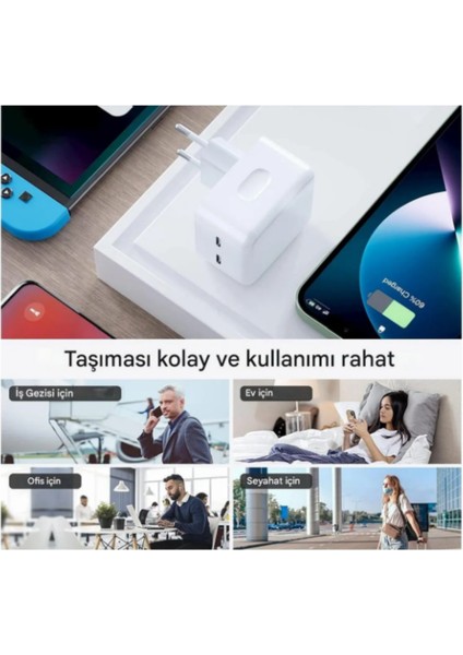 Yeni Nesil Fast Charger 35W Çift Typ-C Portlu Pd Hızlı Şarj Adaptörü fırsatları
