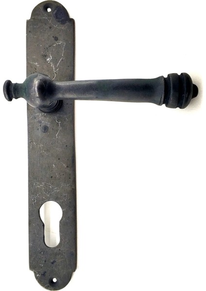 Antika Tarz Dekoratif Pirinç Taşra Yale Kapı Kolu - 220X35 Mm, Oksit