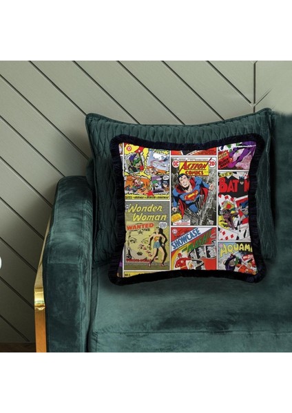 Justice League Kadife Yastık (Warner Bros Lisanslı, Uluslararası Yıkama ve Solmama Sertifikası) modelleri
