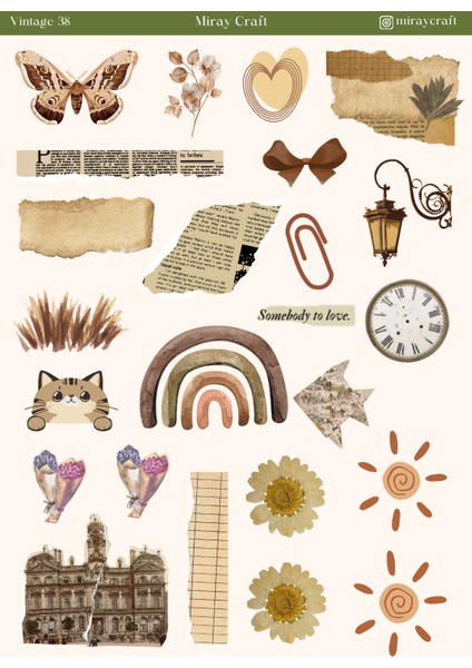 1 Adet Vintage Temalı 12*17 cm Sticker/scrapbook, Bullet Journal, Planlayıcı, Ajanda, Defter Için