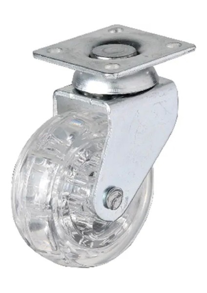 325 - 50X20 mm Şeffaf Makaralı Tablalı Teker 4 Adet