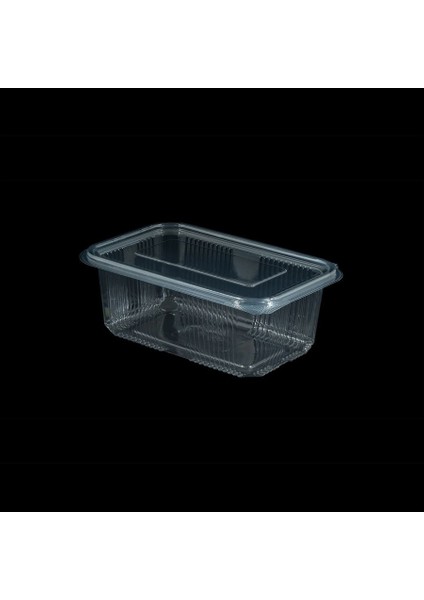 Plastik Kilitli Şeffaf Düz Kapaklı Gıda Saklama Kabı Sızdırmaz Kap - 1000 cc