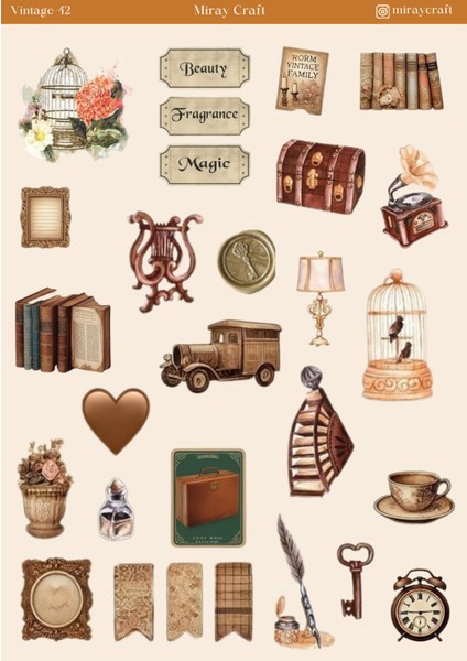 1 Adetvintage Temalı 12*17 cm Sticker/scrapbook, Bullet Journal, Planlayıcı, Ajanda, Defter Için