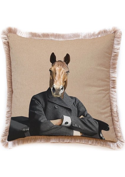 Mr. Horse Kadife Yastık/kırlent (Dolgu Boncuk Elyaf Uluslararası Yıkama ve Solmama Sertifikası)