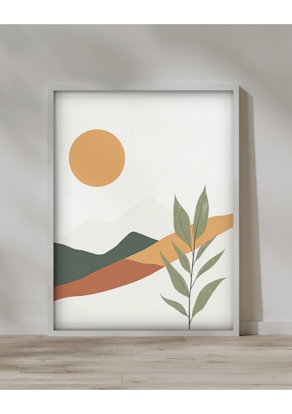 Modern Minimalist Gün Batımı Manzaralı Dijital Poster - Boho Stil Duvar Sanatı modelleri