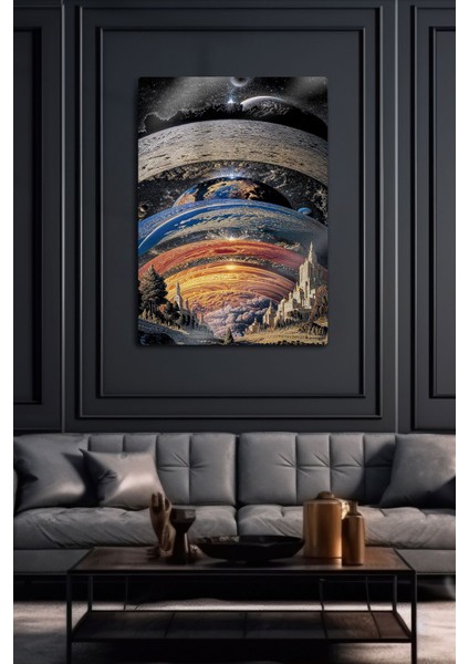 Metal Baskı - Uzay Bilimi, Gezegenler, Evren, Yıldızlar, Dekoratif Sanatsal Tablo fırsatları