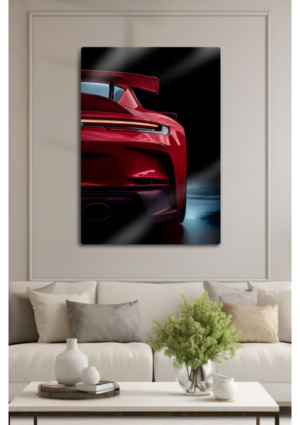 Metal Baskı - Porsche, Porşe 911 Turbo S, Vişne Çürüğü Kırmızı, Dekoratif Araba Tablosu modelleri
