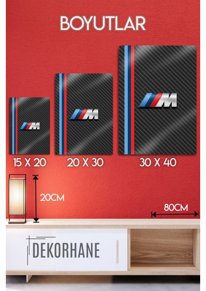 Metal 3D Baskı - M Performance, Carbon Temalı, Bmw Dekoratif Tablo indirimleri