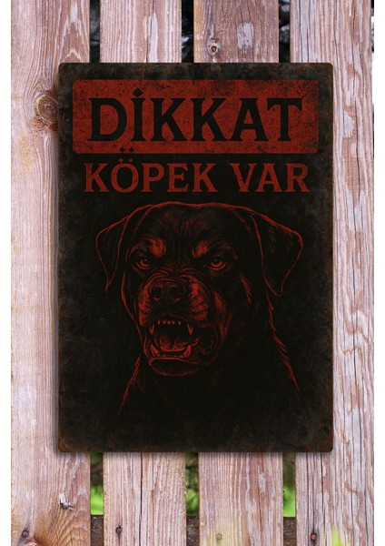Dikkat Köpek Var - Uyarı Levhası, Tablo, Metal Paslanmaz Baskı
