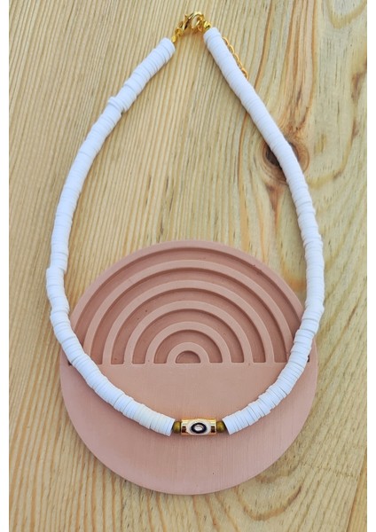 Nazar Figürlü Beyaz Fimo Kadın Kolye fiyatları