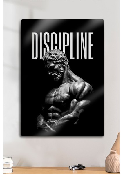 Metal Baskı - Discipline, Heykel, Motivasyon Fitness, Disiplin Dekoratif Tablo