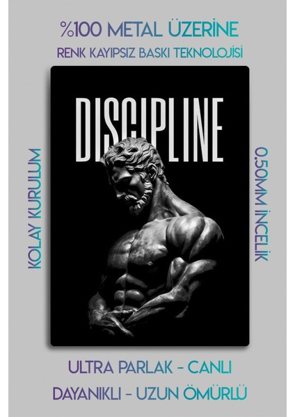 Metal Baskı - Discipline, Heykel, Motivasyon Fitness, Disiplin Dekoratif Tablo fiyatları