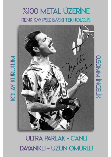 Metal Baskı - Freddie Mercury, Queen, Imzalı Bohemian Rhapsody, Dekoratif Tablo