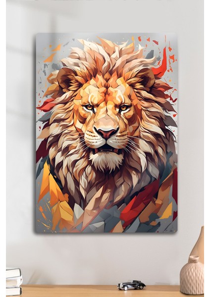 Aslan Metal Tablo, Sarı Kırmızı, Dekoratif