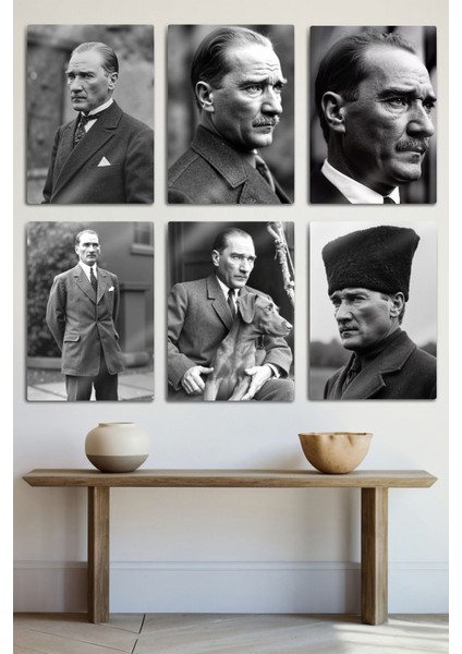 Metal Baskı - Mustafa Kemal Atatürk, 6'lı Dekoratif Tablo