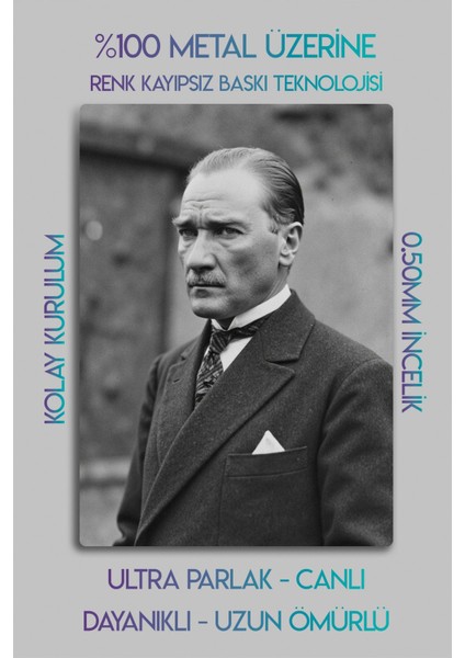 Metal Baskı - Mustafa Kemal Atatürk, 6'lı Dekoratif Tablo modelleri