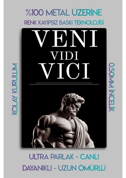 Metal Baskı - Veni Vidi Vici, Motivasyon Mitolojik Heykel Dekoratif Tablo fiyatları