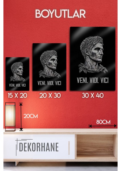 Metal Baskı - Veni Vidi Vici, Motivasyon Mitolojik Heykel Dekoratif Tablo fırsatları