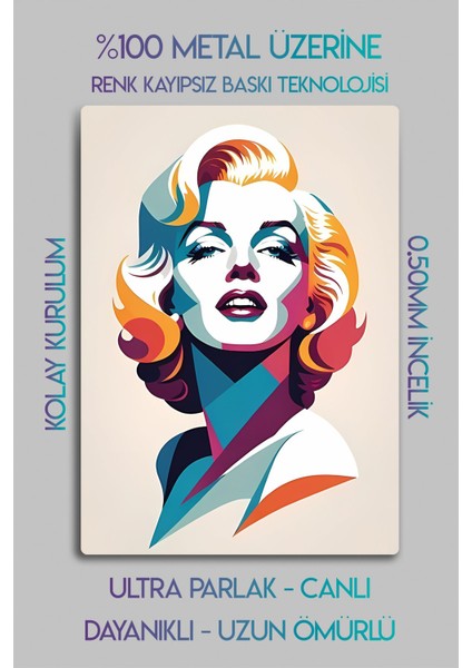 Metal Baskı - Marilyn Monroe Dekoratif Tablo, Canlı, Parlak fiyatları