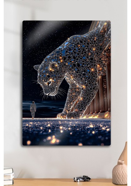 Metal Baskı - Lu x ury Panter Pırlanta 3D Görünüm, Dekoratif Duvar Tablosu