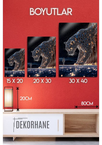 Metal Baskı - Lu x ury Panter Pırlanta 3D Görünüm, Dekoratif Duvar Tablosu fırsatları