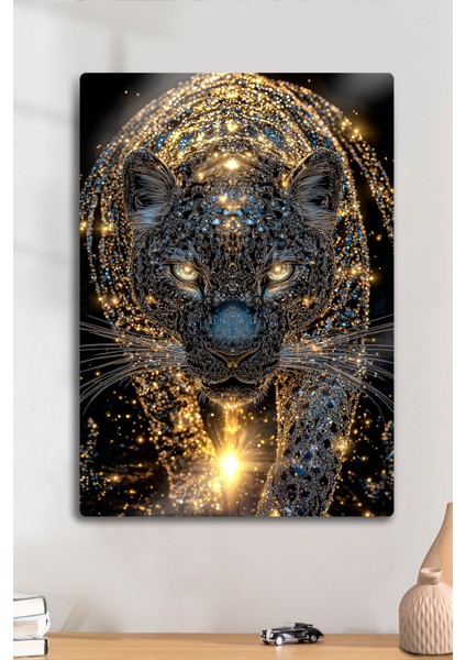 Metal Baskı - Gold Panter, Lu x ury Altın - Dekoratif Duvar Tablosu