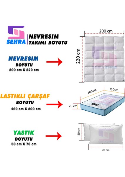 Lüks Dayanıklı Yumuşak Pamuklu Çift Kişilik Nevresim Takımı Seti + Lastikli Çarşaf +2 Yastık Kılıflı