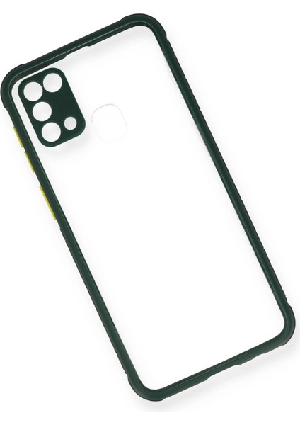 Samsung Galaxy M31 Kılıf Miami Şeffaf Silikon - Koyu Yeşil Nrmsa