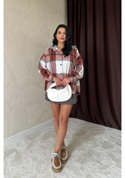 Lila Kapüşonlu Oduncu Gömlek
