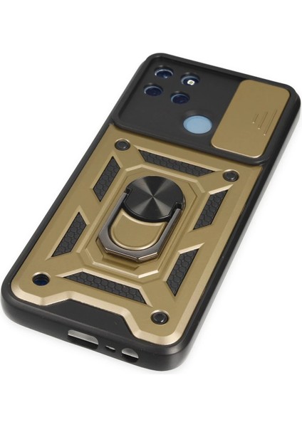 Realme C25Y Kılıf Pars Lens Yüzüklü Silikon - Gold Nrmsa