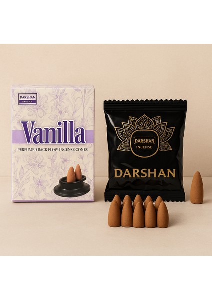 Vanilyalı Geri Akış Tütsü – 10'lu Paket | Vanilla Parfumed Backflow Incense Cones | Aromaterapi ve Meditasyon Için modelleri