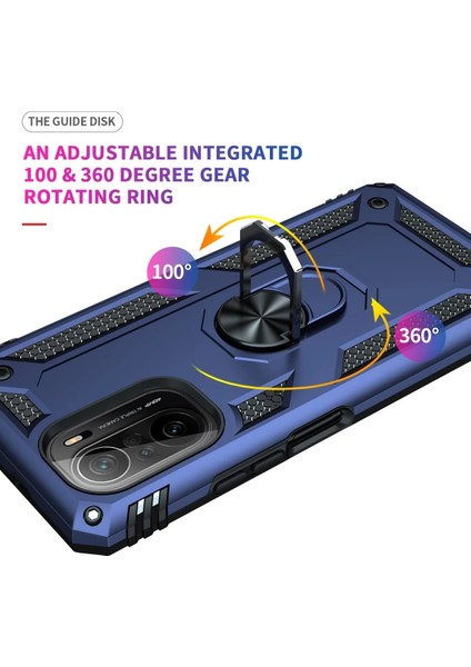 Xiaomi Poco F3 Kılıf Sofya Yüzüklü Silikon Kapak - Lacivert Nrmsa