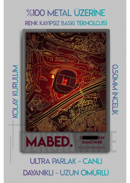 Metal 3D Baskı - Mabed Stadyum Kordinatlı, Sarı Kırmızı Taraftar Tablosu fiyatları