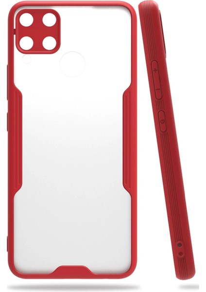 Realme C15 Kılıf Platin Silikon - Kırmızı Nrmsa