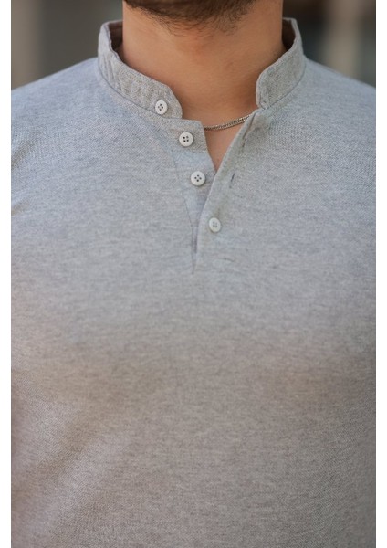 Erkek Hakim Yaka Dokuma Pamuklu Kumaş Kısa Kollu T-Shirt