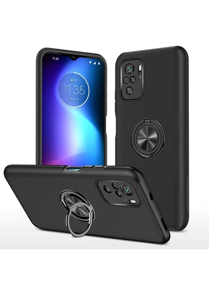 Xiaomi Poco F3 Kılıf Elit Yüzüklü Kapak - Siyah Nrmsa