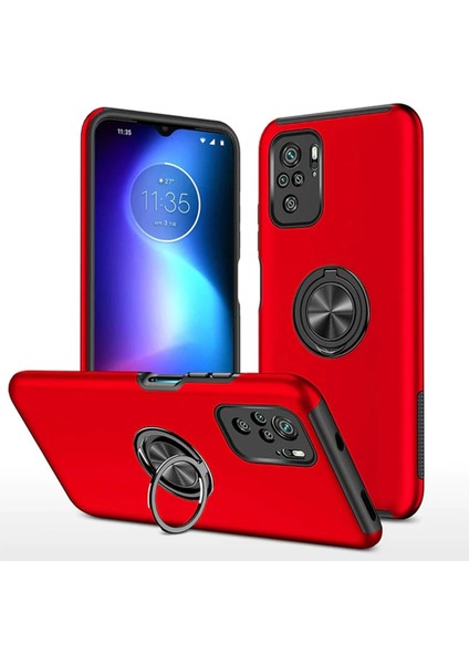 Xiaomi Poco F3 Kılıf Elit Yüzüklü Kapak - Kırmızı Nrmsa