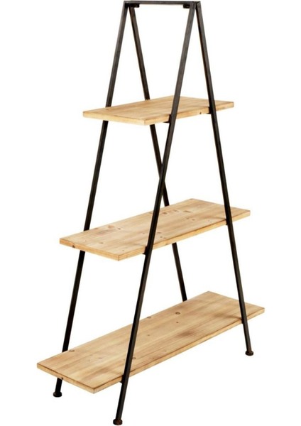 Triangle Kitaplık Masif Ahşap Doğal Raf