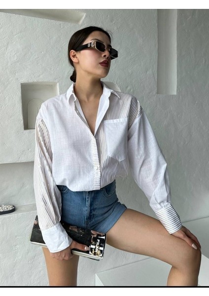 Oversize Çizgili Gömlek