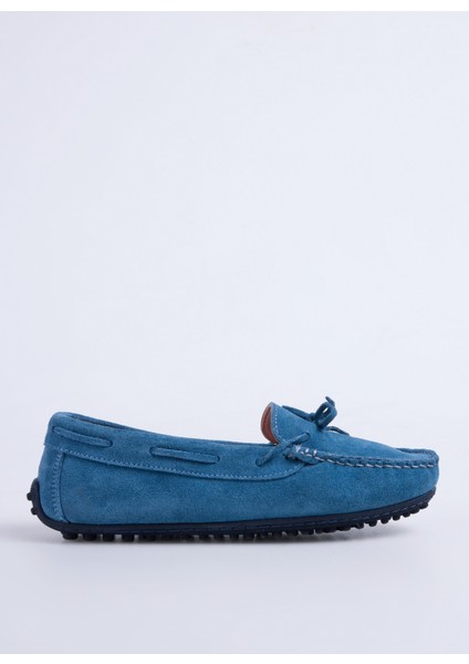 Deri Mavi Kadın Loafer D-Raron